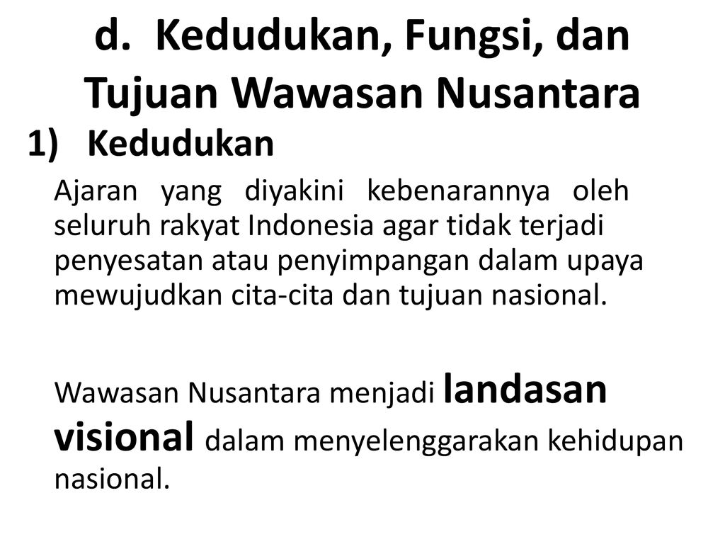 Peta Konsep Kedudukan Fungsi Dan Tujuan Wawasan Nusantara